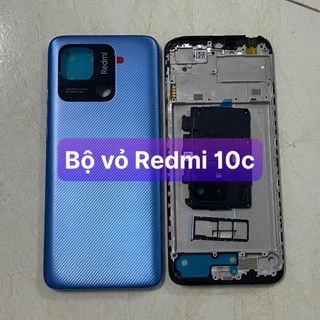 bộ vỏ sườn xiaomi Redmi 10C ,kèm khay sim,phím,kính camera
