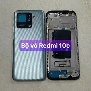 bộ vỏ sườn xiaomi Redmi 10C ,kèm khay sim,phím,kính camera