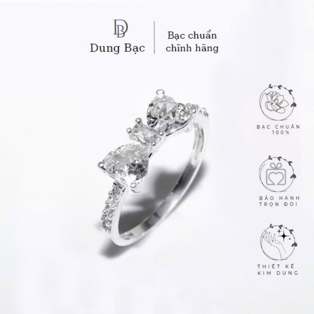 nhẫn nơ đính đá xinh xắn , nhẫn nữ bạc ta Dung Bạc