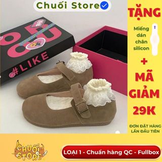   BẢN XỊN CHUẨN QC  Giày bệt nữ mũi tròn LOẠI 1 chất da lộn basic mix đồ xinh cho nữ phong cách dễ thương 