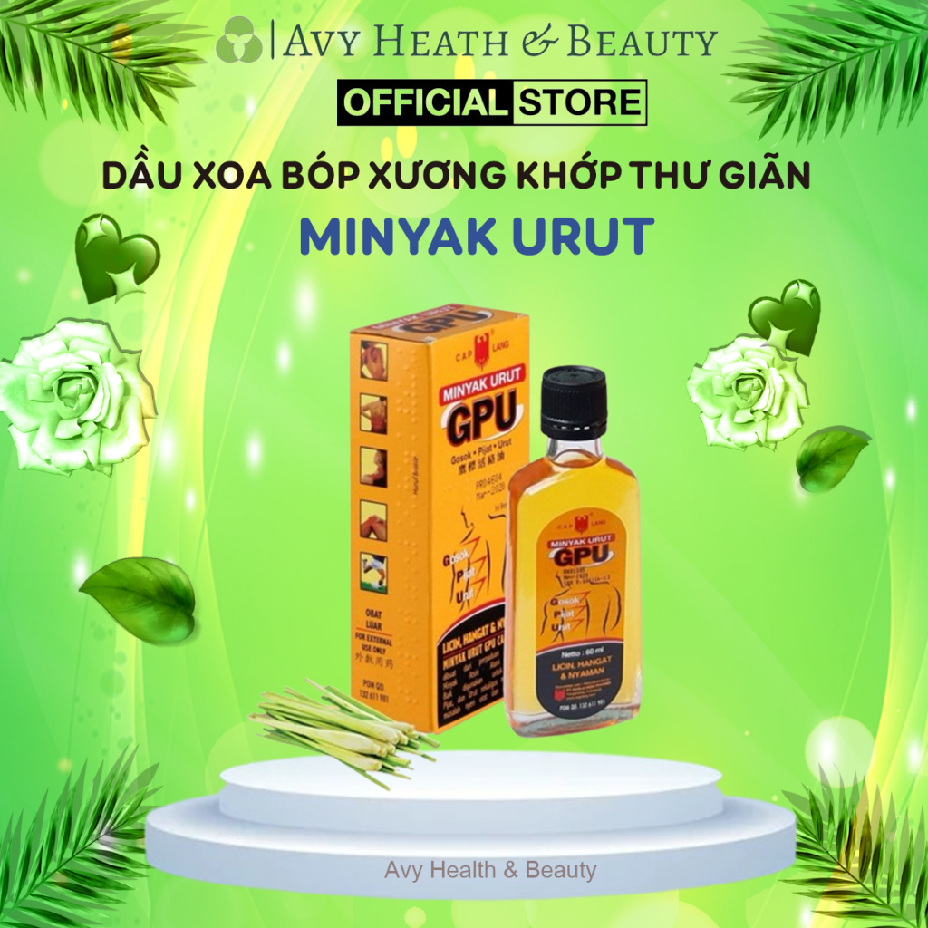 Dầu Xoa Bóp Minyak GPU Cap Lang Indonesia 60ml – Dầu GPU 60ml Giúp Làm Ấm Da, Dễ Chịu, Phục Hồi Xươn