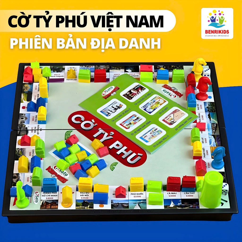Cờ Tỷ Phú Sato Việt Nam CHÍNH HÃNG Cao Cấp BÀN NHỰA Loại Lớn/ Loại Vừa - Bàn Cờ Tỉ Phú Shopnhaken