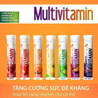 Viên C sủi MULTIVITAMIN bổ sung vitamin C sủi C cam chanh dây dâu dứa cherry việt quất atiso tăng lực sâm xê xủi 20V