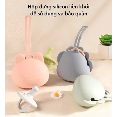 Hộp Đựng Ti Giả, Núm Ti Cho Bé Silicon KidAndMom, Hộp Đựng Chống Bụi Tiện Lợi Cho Bé Sơ Sinh