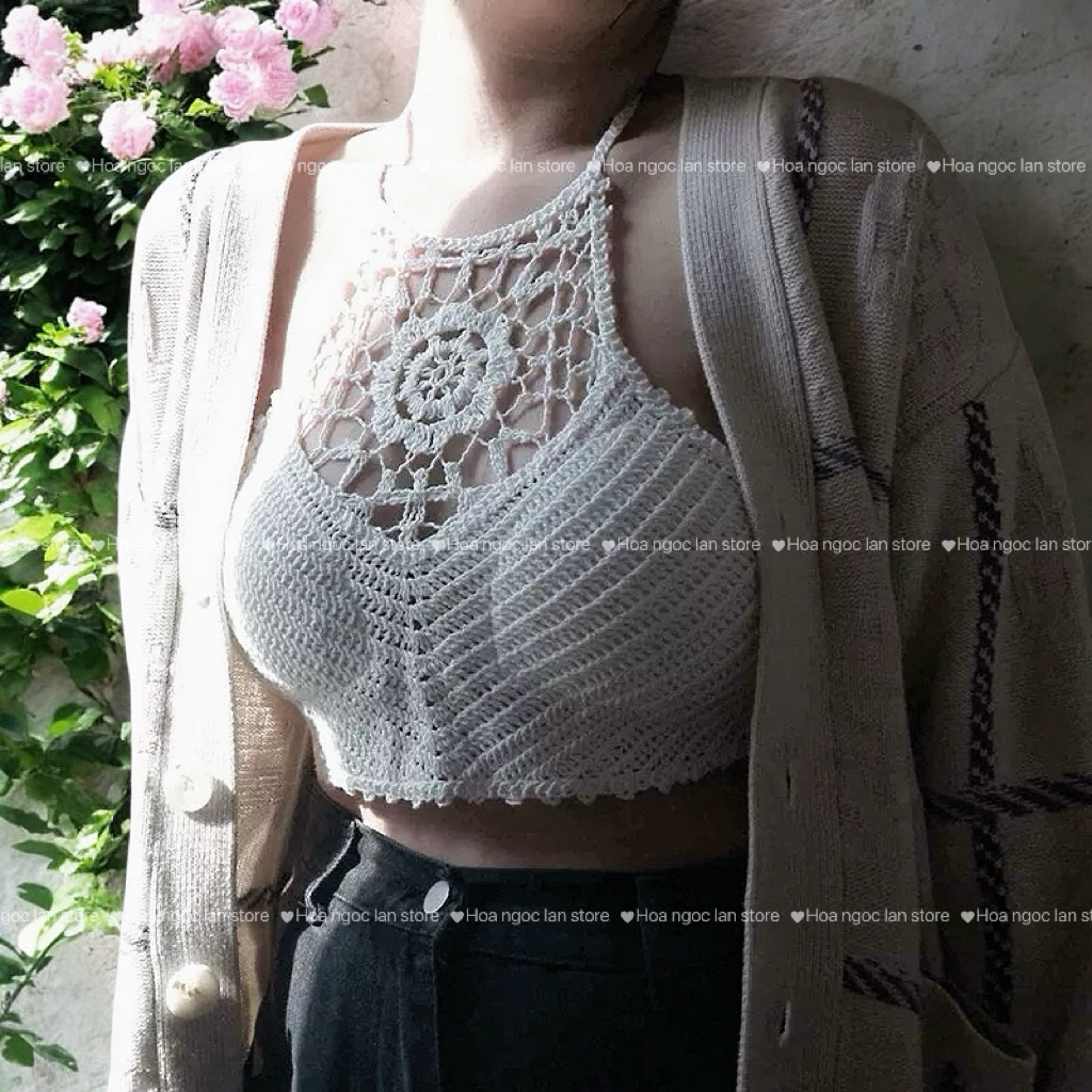 Set đi biển ren yếm chơn 3 món - sét đi biển bikini hàng hot douyin có mút lót cho nữ