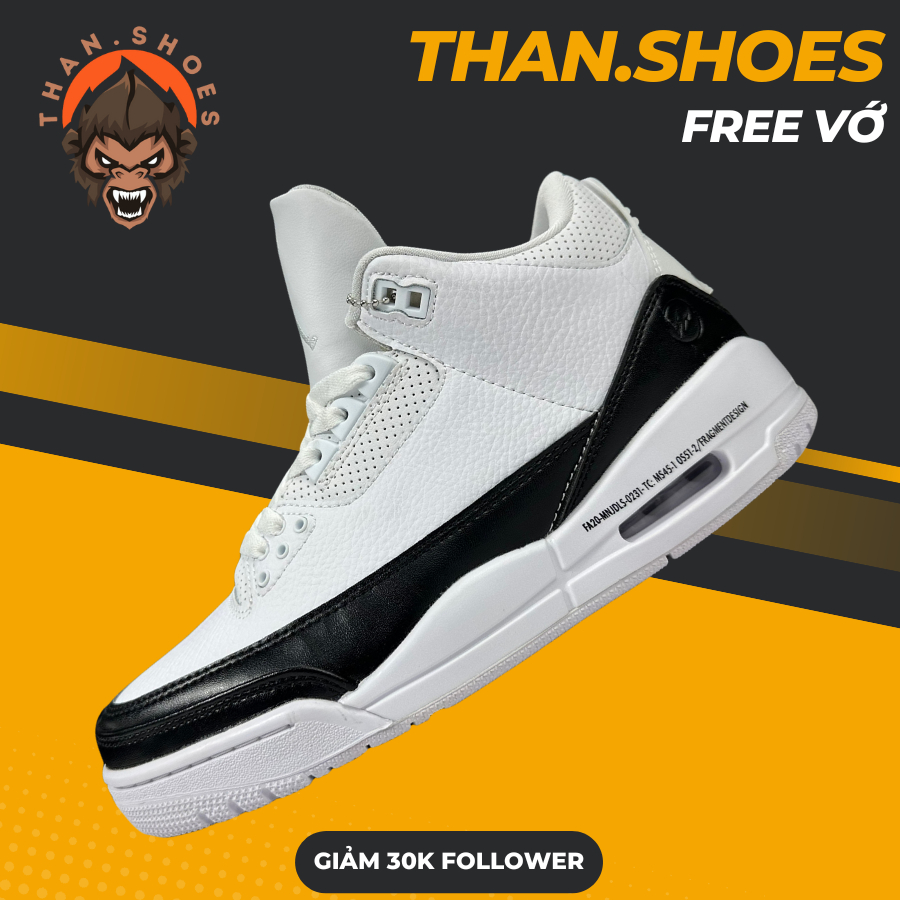 Giày Sneaker JD3 Fragment White, JD3 Trắng Đen - Than.Shoes
