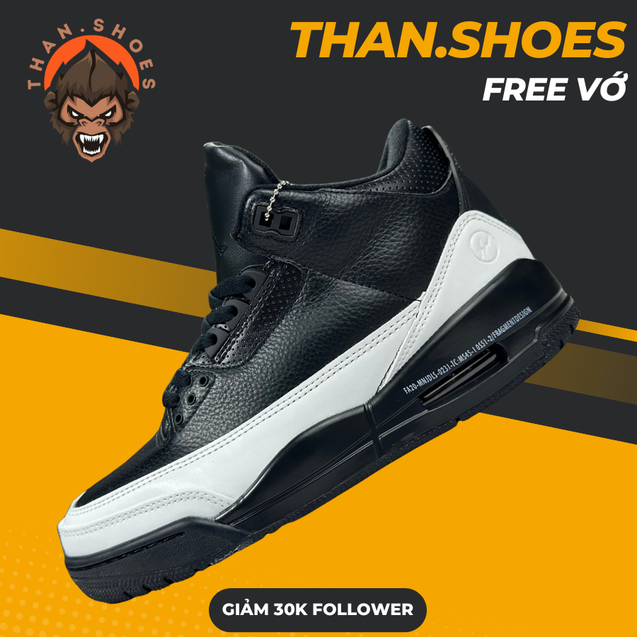 Giày Sneaker JD3 Fragment Black White, JD3 Đen Trắng - Than.Shoes