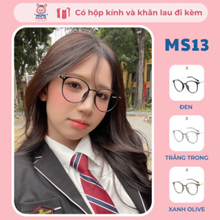Gọng kính cận nữ mắt tròn chất liệu nhựa lõi kim loại chắc chắn, thời trang, dễ đeo MS13