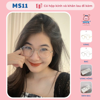 Gọng kính cận nữ mắt tròn chất liệu kim loại chắc chắn, thời trang MS11