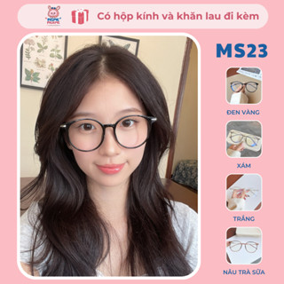 Gọng kính cận nữ mắt tròn chất liệu nhưa phối kim loại chắc chắn, thời trang, dễ đeo MS23