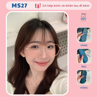 Gọng kính cận nữ mắt tròn chất liệu kim loại phối nhựa cao cấp thời trang, dễ đeo MS27