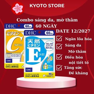Combo viên uống vtm E + vtm C ( 60 ngày) hỗ trợ giúp trắng sáng da, mờ thâm, cải thiện da