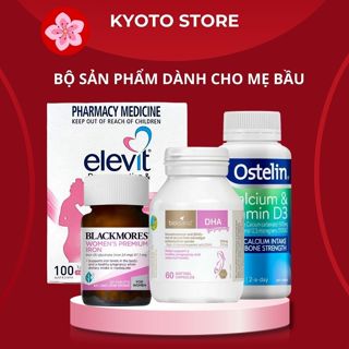 BỘ TỨ VITAMIN ÚC DÀNH CHO BÀ BẦU  Elevit bầu Canxi Ostelin bầu DHA bioisland bầu Sắt blackmores bầu  date mới 