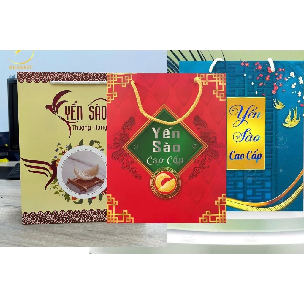 TÚI GIẤY ĐỰNG YẾN SÀO 100G - MẪU ĐỨNG CAO CẤP - Ngang 23, Cao 28 CM [MUA NHIỀU GIẢM GIÁ]