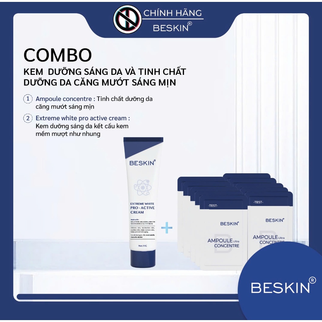 COMBO: KEM FACE PHẤN NHUNG + TINH CHẤT ULTRA AMPOULE - Thương Hiệu: Beskin