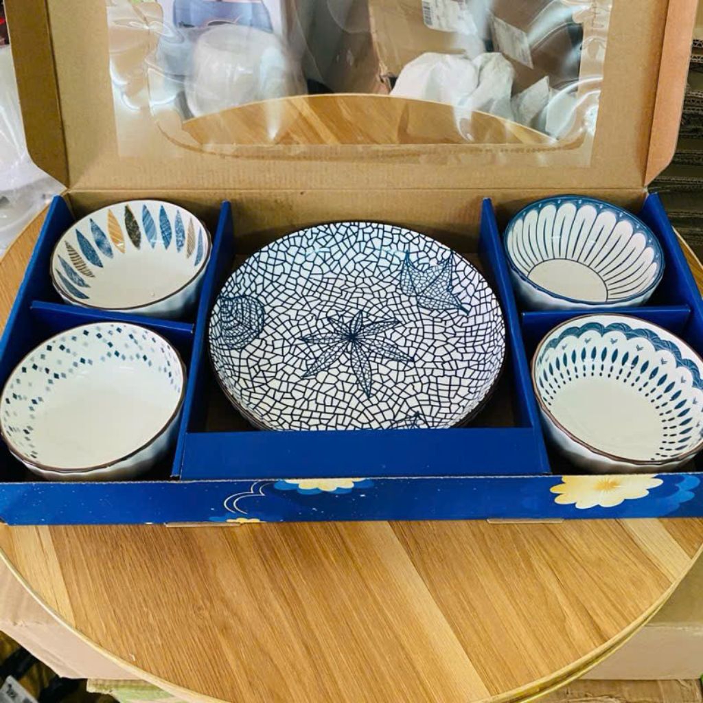 Bộ quà tặng 4 chén 1 dĩa 8 inch Pepsi sứ đẹp sáng bóng