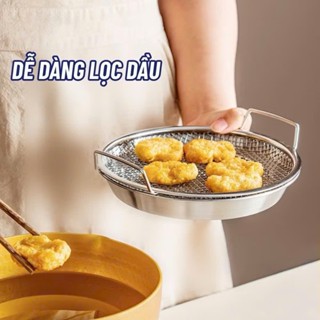  Combo Đĩa kèm vỉ lưới lọc ráo dầu inox 304 size 20cm HP26 tiện dụng cho nhà bếp 