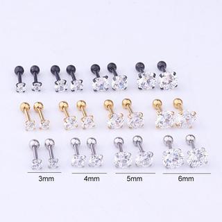 Bông Tai Nam Nữ Unisex 1 Viên Đá Nhân Tạo Titan Ko Đen TT 1467 - 1 Cặp