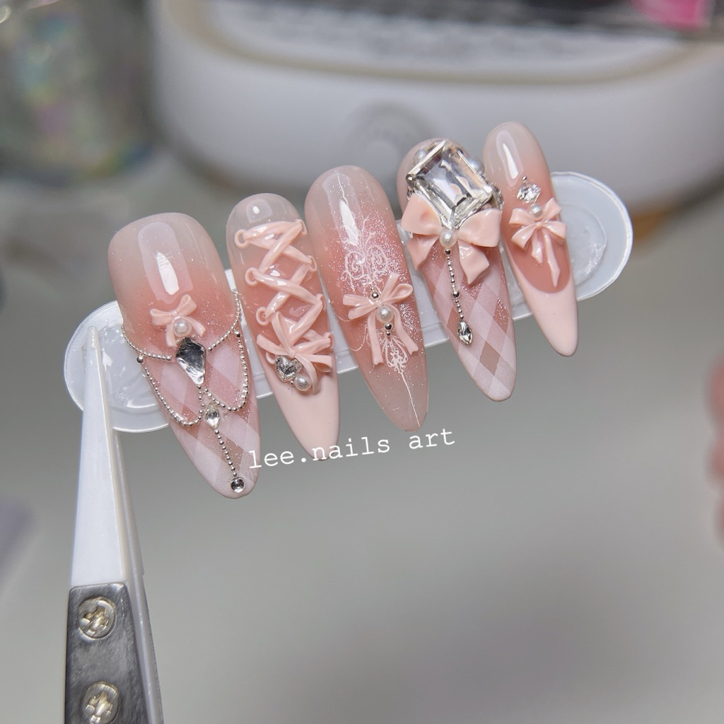 [Lee.Nailbox] M4 Nailbox thiết kế phong cách taiwan đính đá và nơ