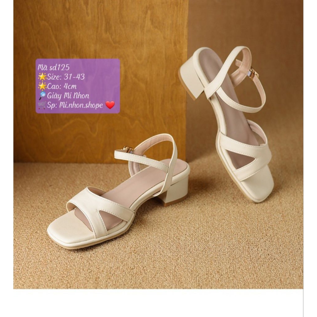 sd125 Giày xăng đan nữ phối dây mảnh cao 4cm giày ngoại cỡ size nhỏ 31 32 33( Hàng QC-Đợi od 15-20 n
