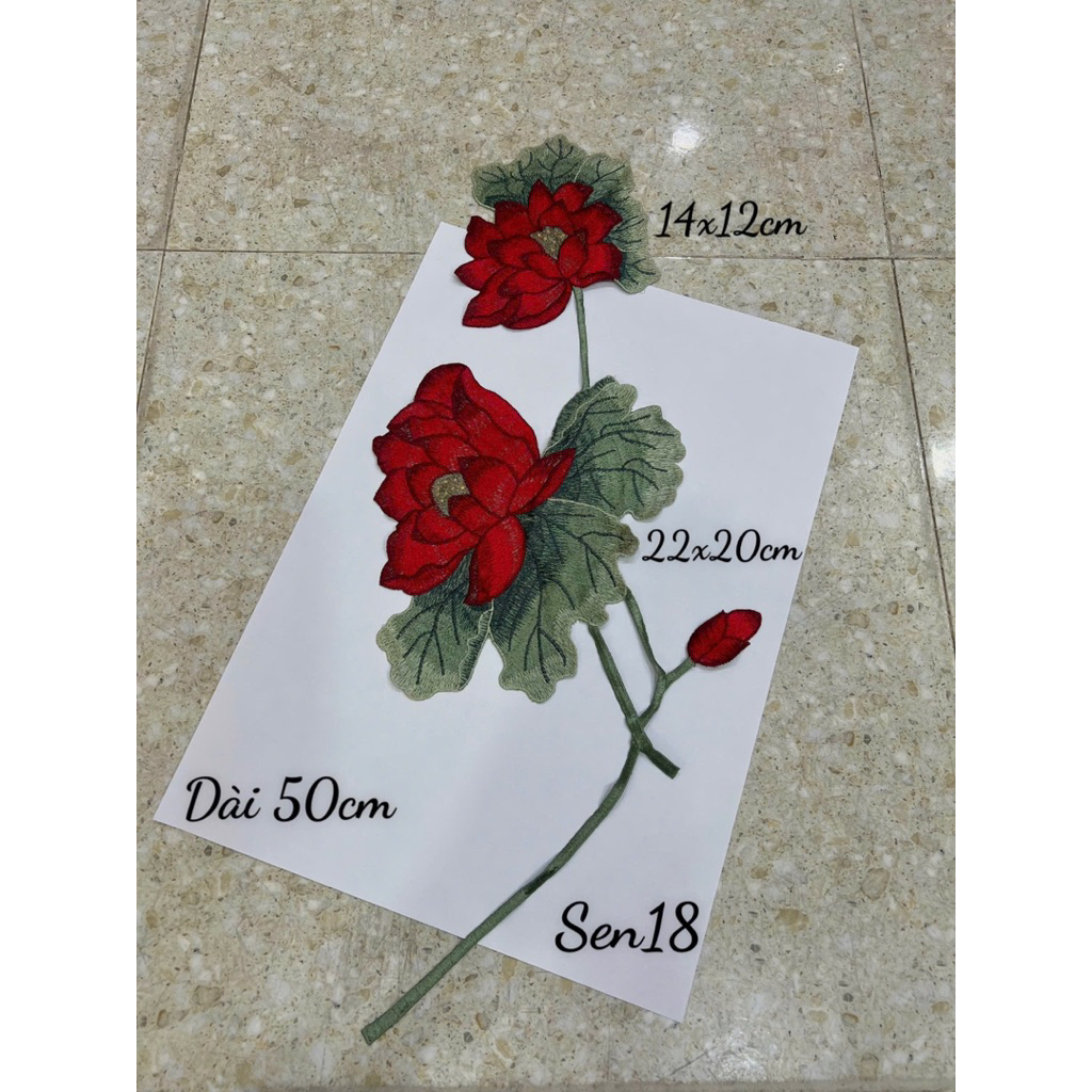 hoa sen thêu cao cấp trang trí