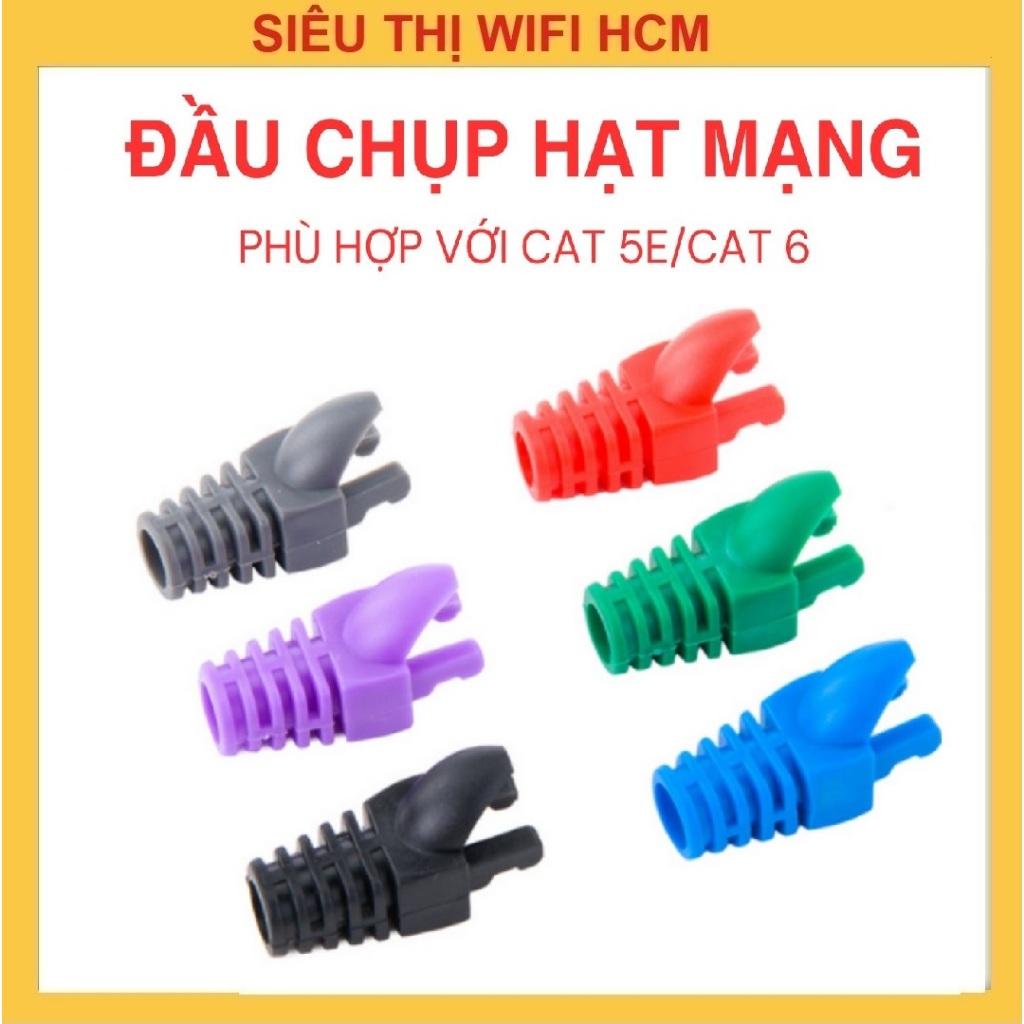 Bịch 100 Đầu Chụp Hạt Mạng Nhựa RJ45 Cat5e- Boot-Color-RJ45 Bảo Vệ Lẫy RJ45