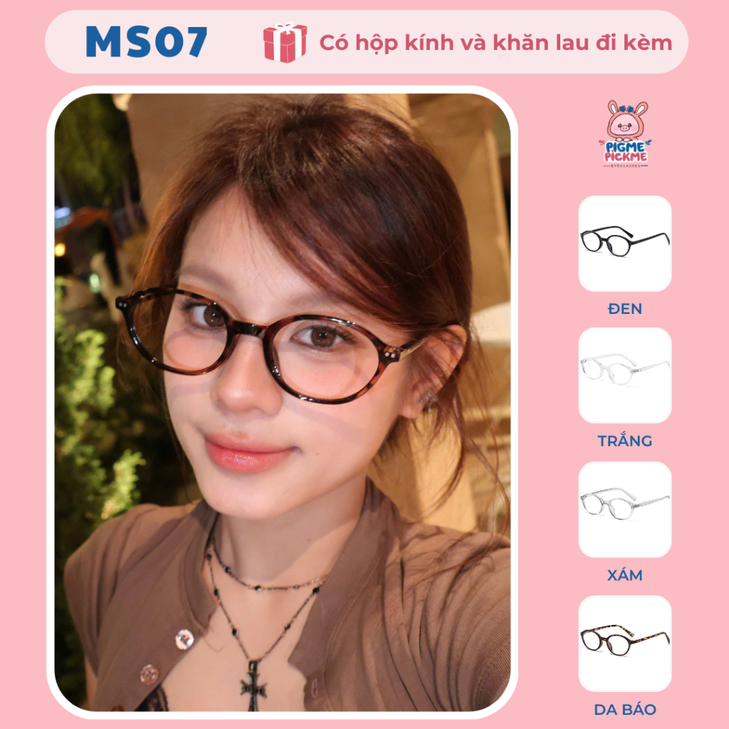  Gọng kính cận nữ kim loại mảnh tinh tế dễ đeo giúp mặt thon gọn sáng da MS07 