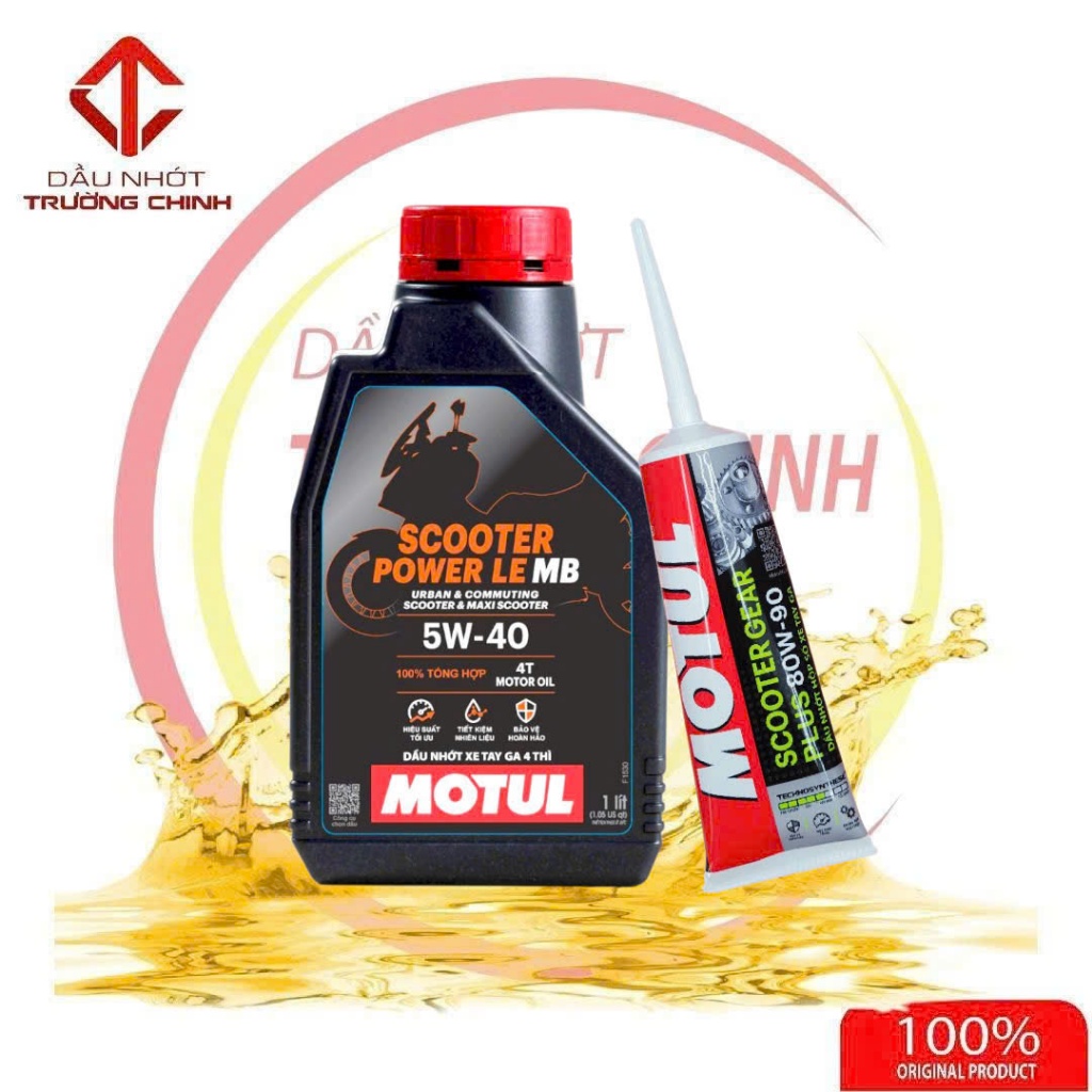 Combo nhớt Motul Scooter Power le 5W40 + Hộp số Motul 120ML