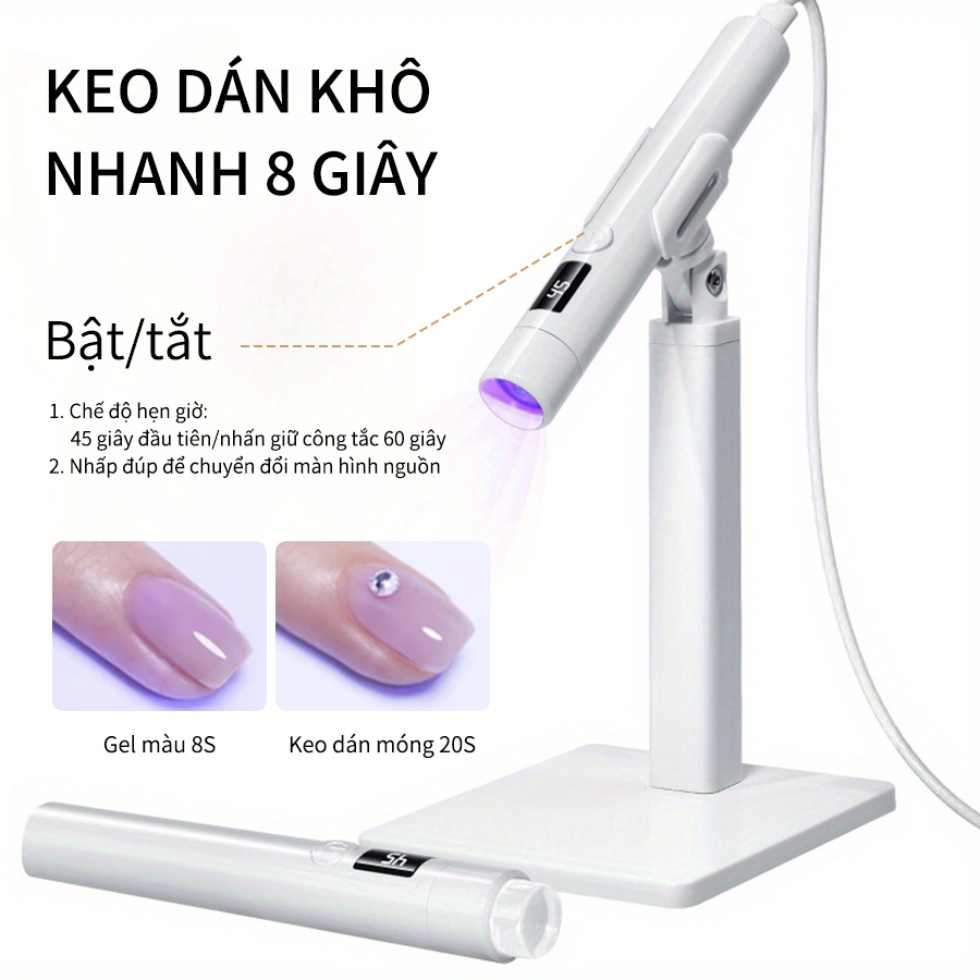 Đèn làm móng mini cầm tay có thể sạc lại Đèn trị liệu bằng ánh sáng UV/LED cho dụng cụ làm móng