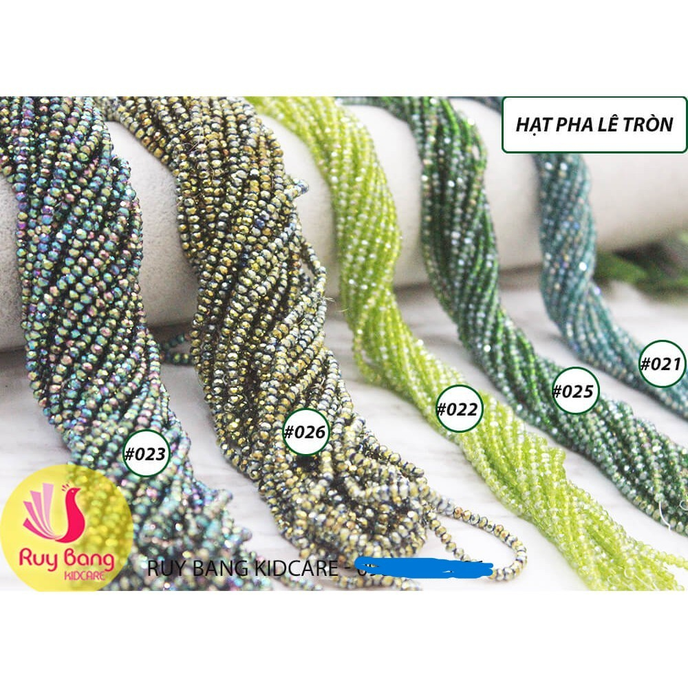 Hạt pha lê thoi 4mm tông xanh, hạt đá đính kết váy áo, phụ kiện tóc, phụ kiện may mặc