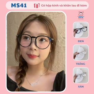  Gọng kính cận nữ mắt tròn chất liệu nhựa lõi kim loại xinh xắn dễ đeo MS41 
