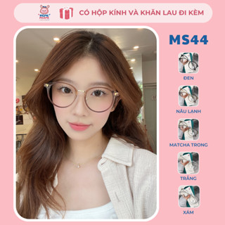 Gọng kính cận nữ mắt tròn nhựa dẻo cao cấp phối kim loại chắc chắn, bền bỉ vát kim cương phong cách trẻ trung MS44