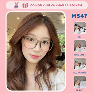 Gọng kính cận nữ dáng oval chất liệu nhựa dẻo phối kim loại chắc chắn phong cách Hàn Quốc Pigme MS47