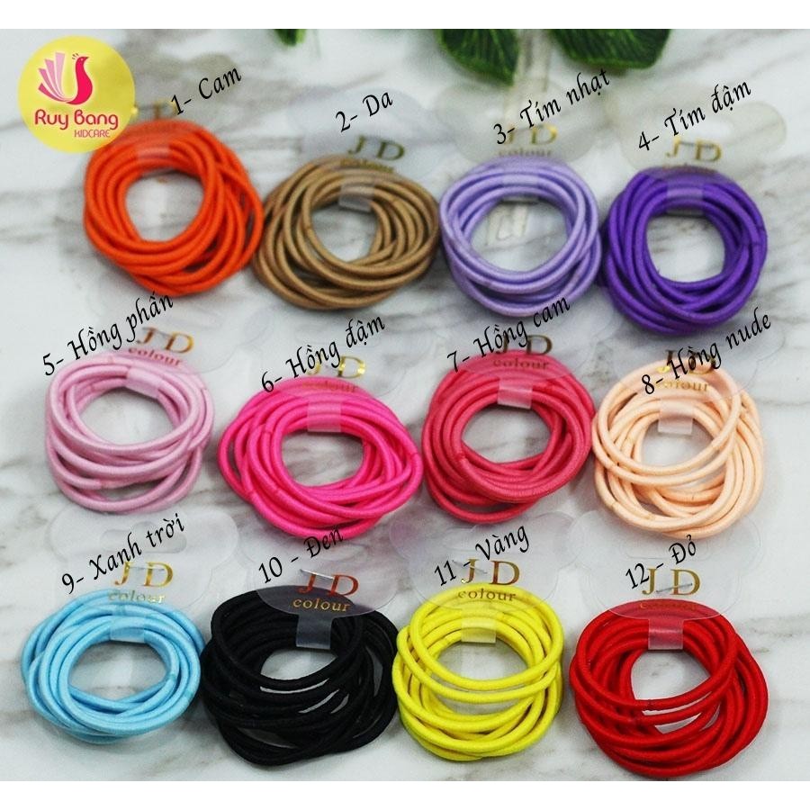 Vỉ 10 chiếc Dây buộc tóc trẻ em JD - buộc tóc không đau đầu, phụ kiện tóc
