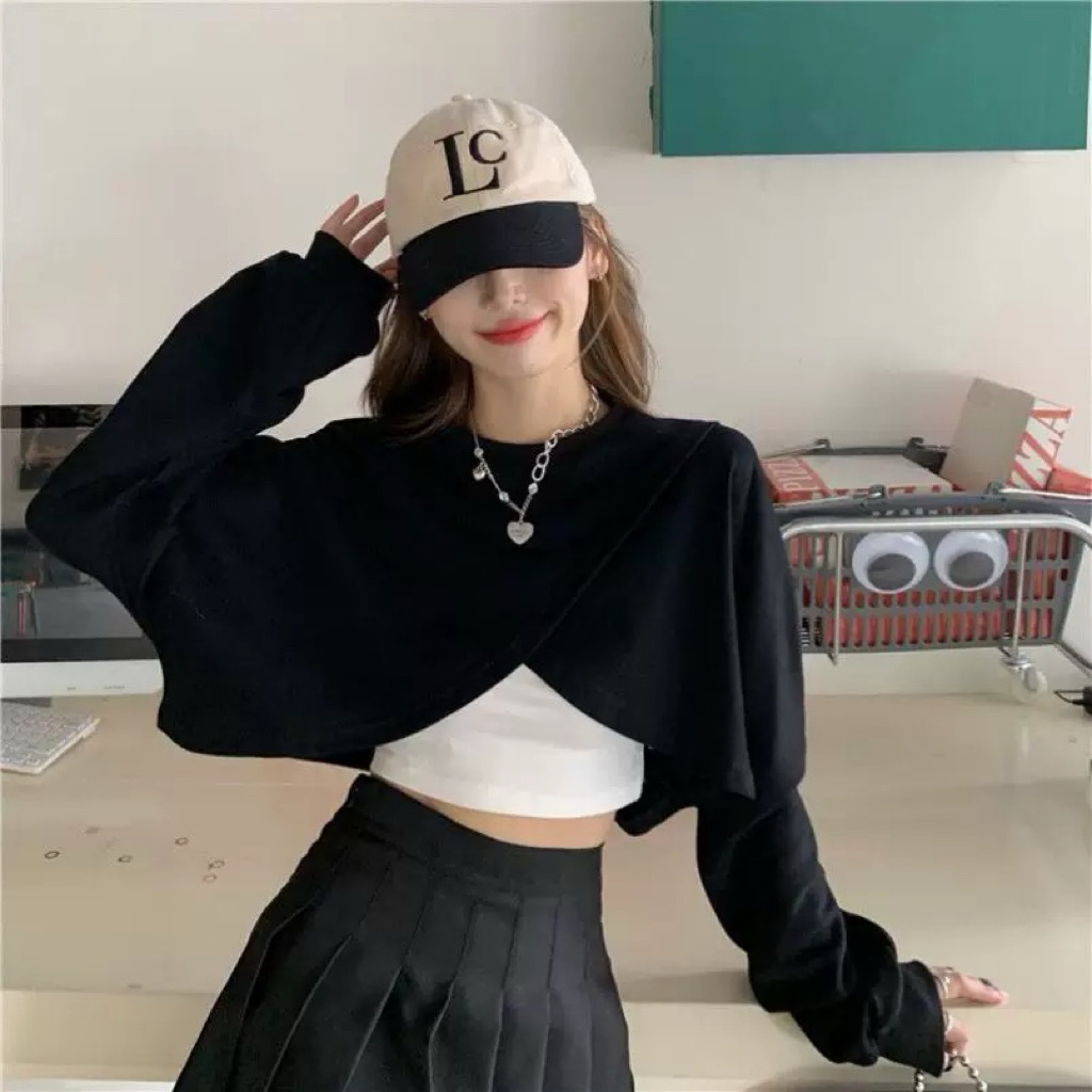 💥 Set 2 Món Áo Croptop Đắp Chéo (Kèm Áo Ba Lỗ) – Phối Sẵn Cá Tính, Mặc Lên Là Cực Xinh