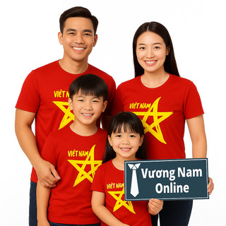  Áo thun cờ đỏ sao vàng VIỆT NAM trẻ em và người lớn tiêu chuẩn cổ tròn tay ngắn hàng xưởng sỉ VNO106 