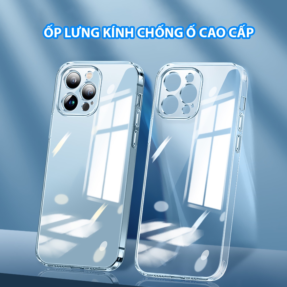 Ốp lưng kính cường lực trong suốt Cao Cấp chống ố như Likgus iphone 17 pro max air 16 pro max 15 pro max 14 13 12 11
