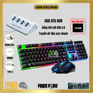  Combo bàn phím chuột G21B và USB OTG HUB chơi game Minecraft Roblox Free Fire 