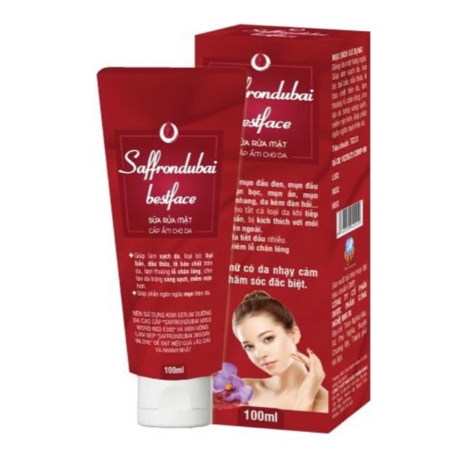 Sữa Rửa Mặt Cấp Ẩm Saffron Dubai Best Face Ngừa Mụn Tẩy Tế Bào Chết Cho Da Hộp 100g