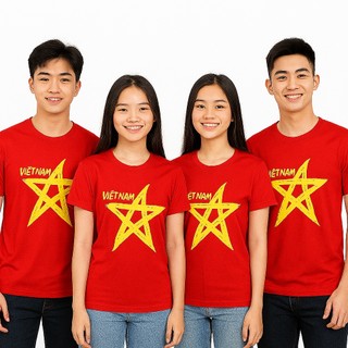 Áo thun cờ đỏ sao vàng VIỆT NAM trẻ em và người lớn cổ tròn tiêu chuẩn tay ngắn hàng xưởng sỉ VNO106
