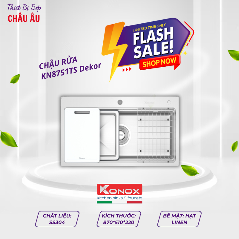Chậu Rửa Bát Konox KN8751TS Dekor – Tiện Ích Tối Đa Cho Không Gian Bếp - TBB