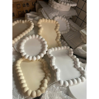 Khay Thạch Cao Decor Viền Bi Đựng Đồ Trang trí, Trang sức, Chụp Ảnh Sản Phẩm