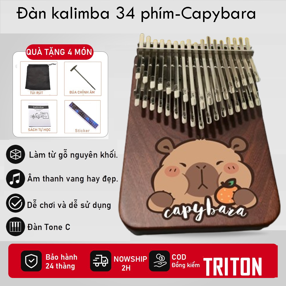 ĐÀN KALIMBA 34 PHÍM CAPYBARA - TẶNG 6 PHỤ KIỆN - ĐÃ CHỈNH ÂM