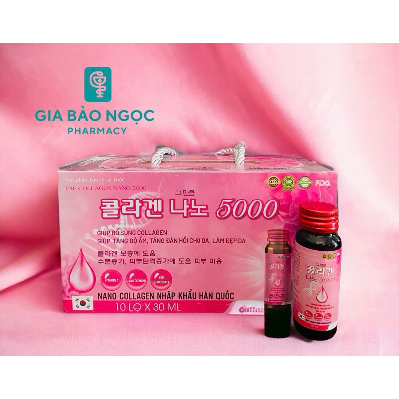 Nước uống Collagen Nano 5000 nhập khẩu Hàn Quốc (10 lọ)