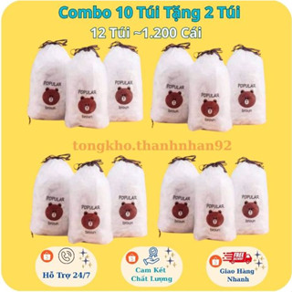 Combo 10 Tặng 2 Túi Màng Bọc Thực Phẩm PE Co Giãn Thông Minh, Túi Gấu Màng Bọc Tiện Lợi Cho Mọi Bát Đĩa