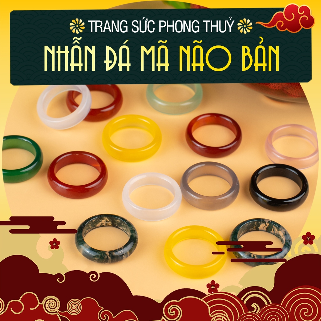  Nhẫn Đá Mã Nao Tự Nhiên Phong Thuỷ Nhẫn Đá Năng Lượng Nhiều Màu Hợp Mệnh Cho Nam & Nữ - Kỳ Linh Bảo 