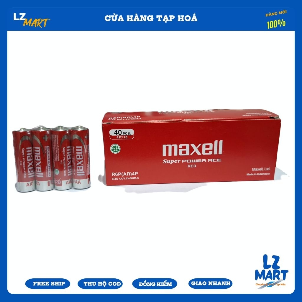 Combo Lẻ Pin Maxell Tiểu Màu Đỏ Pin Maxell Super AA 1v5 Nhập Indonesia