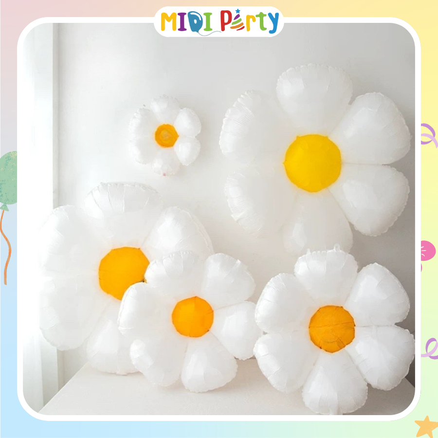 [NHIỀU SIZE] Bong Bóng Hoa Cúc Mặt Cười Trang Trí Sinh Nhật, Kỷ Yếu Phong Cách Hàn Quốc Xinh Yêu