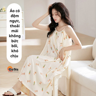  Váy xuông 2 dây có đệm ngực của RaNa mặc nhà hoặc đi bộ sáng chiều đều đẹp. 