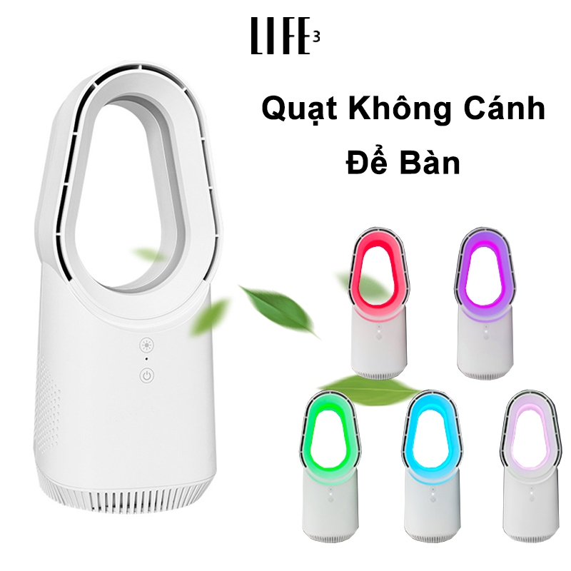 Quạt Không Cánh Để Bàn 3Life Làm Mát 3 Cấp Độ 5 Chế Độ Đèn Ngủ